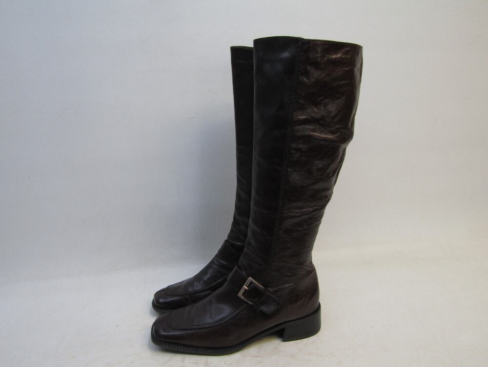 Bally Womens Size EUR 37.5 Brown Leather Zip Knee High Fashion Boots